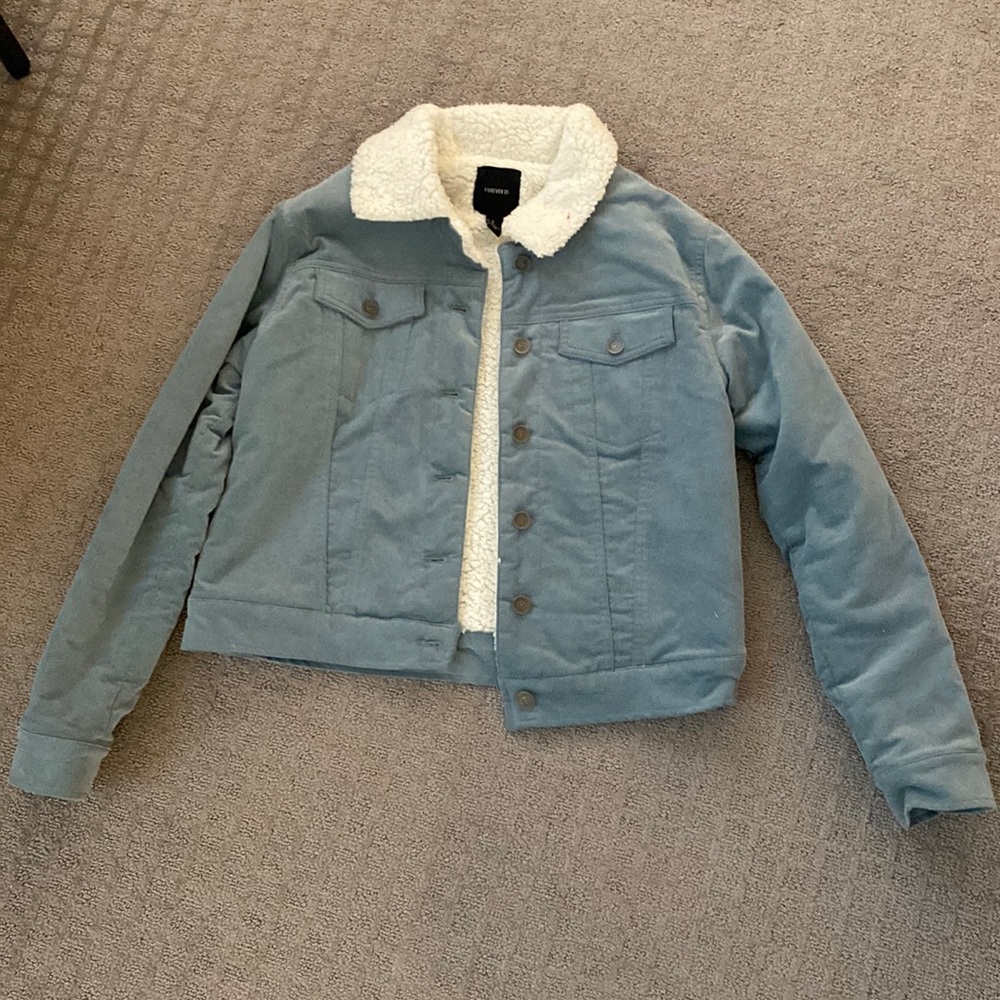 Blue suede with shearling Jacket